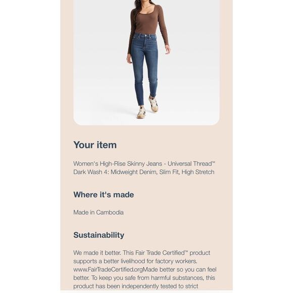 NWT Universal Thread High-Rise Skinny Jeans Women’s Size 4R Blue Denim - Picture 9 of 9